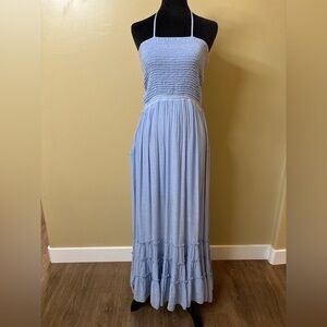 R.Yiposha Light Blue open back Maxi Dress